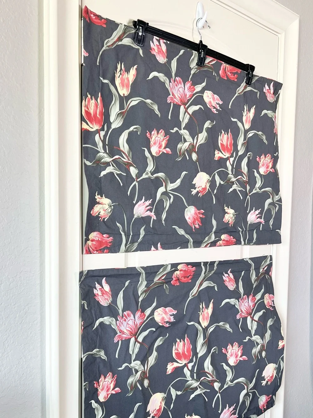 IKEA Alandsrot French Tulip Pillow Shams Set Grey Pink Floral Cottagecore Pair
